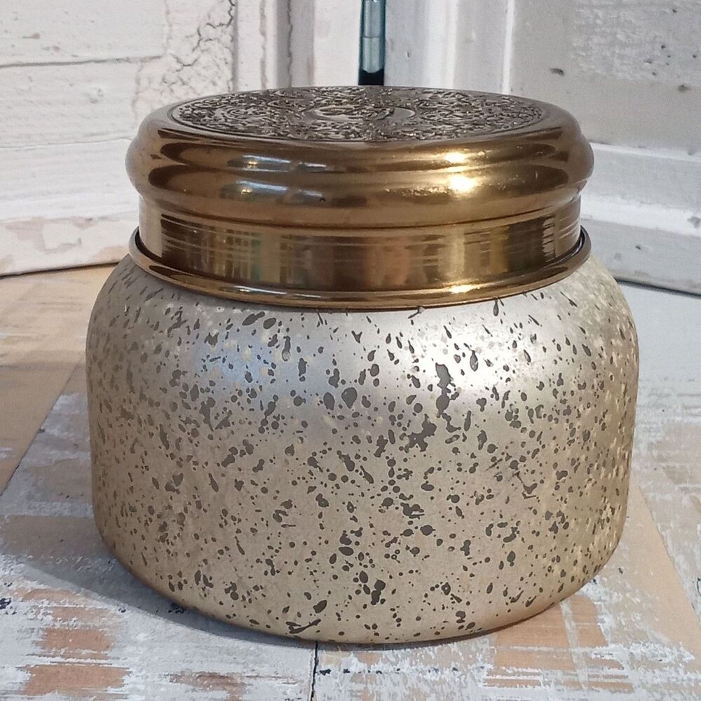Mercury Glass Vanity  Trinket Or Candle Jar EMPTY REUSE Capri Blue Anthropologie